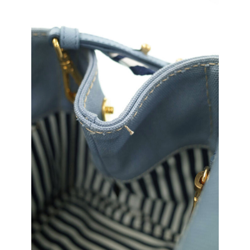 Prada Canapa Tote Denim canvas handbag top handles 2way Blue - Picture 8 of 9